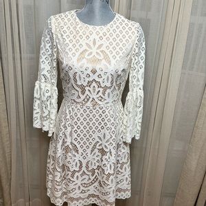Eliza J fit and flare ivory lace cocktail dress